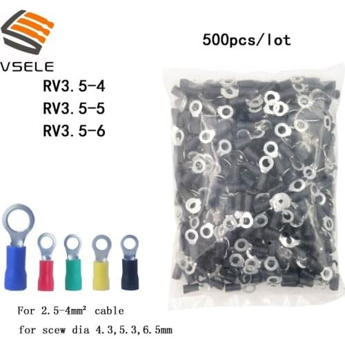 VSELE 500PCS/pack ring crimp insulation terminal RV3.5-4 RV3.5-5 RV3.5-6 for 2.5-4mm2 wire cable connector