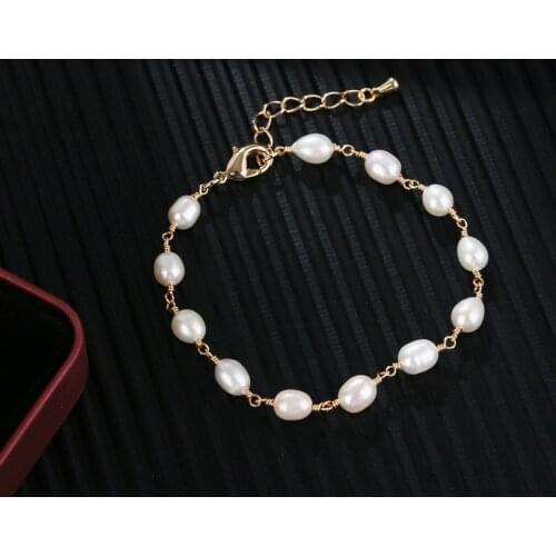 Korea fashion jewelry 2021 Exquisite and cute natural Fresh Water Pearl bracelet 18K Gold Plated bracelet for women