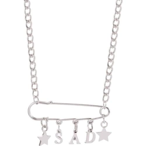 Harajuku Style Punk Letter "SAD" Star Pendant Choker Necklace Rock Hip Hop Gothic Necklacefor Girls Women Statement Jewelry Gift