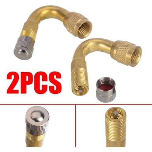 1 Pair Brass & Metal 45 Degree Car Motorcycle Tyre Valve Extension Adapter Tire Wheel Stem Extender for Auto Truck Motorcycle