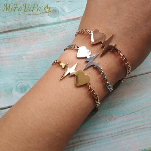 1 PC Fashion Love Heart Bracelets For Women Party Jewelry Gift Charm Stainless Steel Girl Bracelets & Bangles Wholesale Pulseira