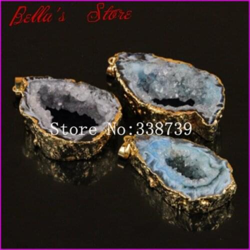 1pc Freeform Nature Druzy Geode Pendant in Nature color,Crystal Drusy Quartz Gems Pendant Jewelry Making