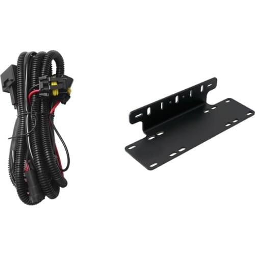 1 Pcs Car Fog Light Relay Harness H11 880 Relay Adapter & 1 Pcs Front Bumper License Plate Mounting Bracket