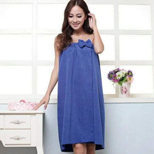 1pc Women Microfiber Bath Towel Bath Robe Bathrobe Body Spa Bath Bow Wrap Towel Super Absorbent Bath Gown