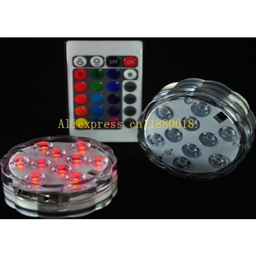 100pcs/lot Fast Shipping Submersible Candle Waterproof RGB Multicolor Vase Base light 10 LED Wedding Party Decoration