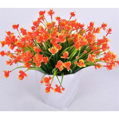 2021 Artificial Plants Green Grass Eucalyptus Fake Flowers Bouquet UV Resistant Shrubs Plants Wedding Living Room Table Decor