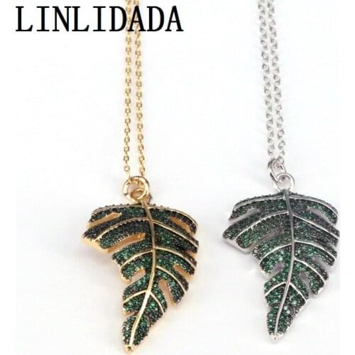 5Pcs, CZ Cubic Zirconia charms Leaf pendant ,Green CZ micro pave pendant,Men Womens Jewelry