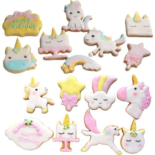 8Pcs/Set Cute Cartoon Unicorn DIY Cookie Biscuit Cutter Mold Cake Pastry Fondant Mould Stamps Cutter Cake Decorating Tools
