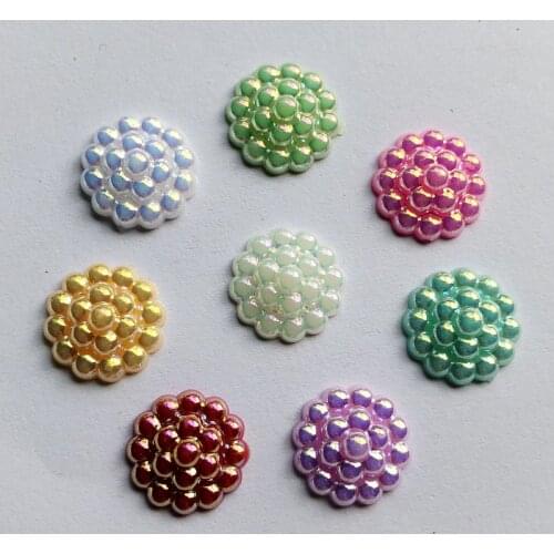 80pcs Round Resin AB Color Rhinestone Flatback for DIY craft Cabochon Stone Wedding decorate 13mm B51