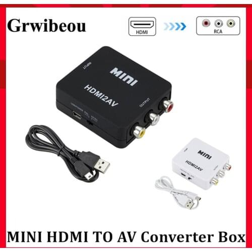 Grwibeou HDMI TO AV Scaler Adapter HD Video Converter Box HDMI to RCA AV/CVSB L/R Video 1080P HDMI2AV Adapter Support NTSC PAL