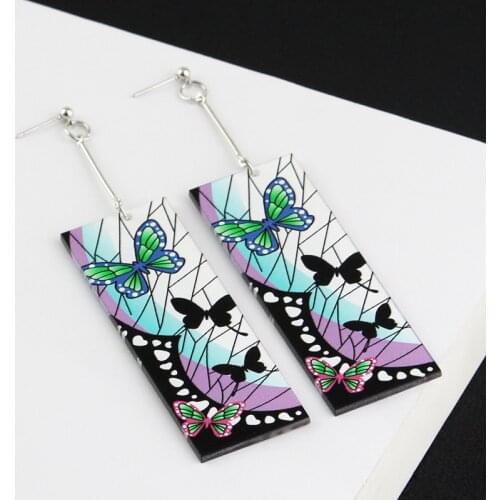 Anime Acrylic Drop Earrings Demon Slayer Kimetsu no Yaiba Blade of Ghost Earings For Women Men Cosplay Jewelry Accessories Gift