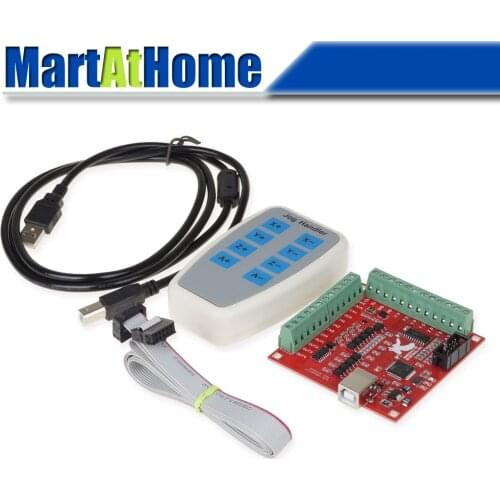 ARGEDO CNC USB 4 Axis MACH3 100 KHz USB Motion Control Card Breakout Board 12-24V with Jog Handler for CNC Engraving Free-Drive