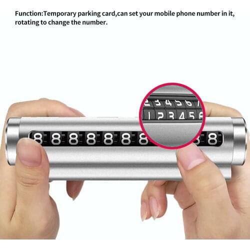 New niversal Car Temporary Parking Card Rotate Phone Number Plate Aluminum Stickers Park Stop in Car Goods Auto Accessories