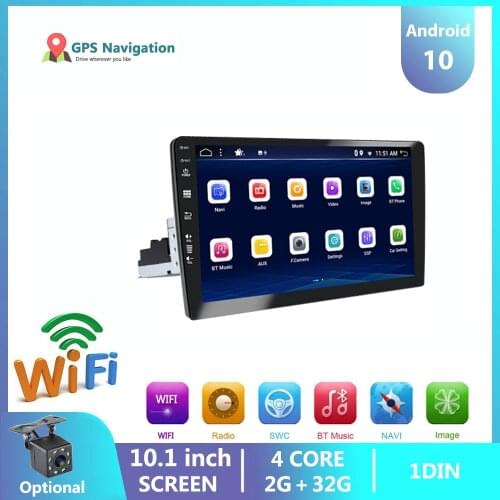 Car Radio 10.1 Inch Quad Core Android 10.0 Car Radio 1 Din Car DVD GPS Navigation Player Deckless Car Stereo Headunit WIFI