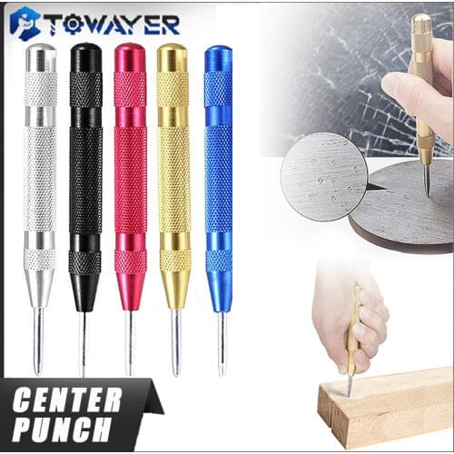 Towayer Drill Bit Tools Power Tools Drill Automatic Center Pin Punch Spring Loaded Marking Starting Holes Tool Center Punch