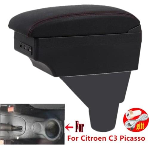 For Citroen C3 Picasso armrest box central Store content box USB C3 Picassoarmrests box