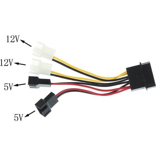 1Pc 4Pin to 3Pin Fan Power Cable Adapter 12v*2 / 5v*2 for Computer Cooling Fan Cables for CPU PC Case Fan