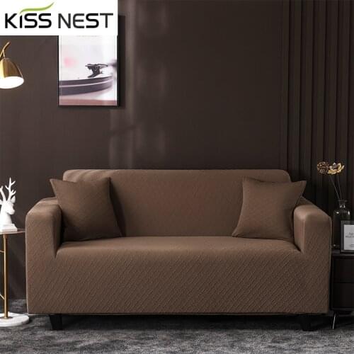 Plaid Solid Color Jacquard Corner Sofa Cover Elastic Anti-Dust Living Room Chaise Longue Couch With Rest Arm1 2 3 4 Seater