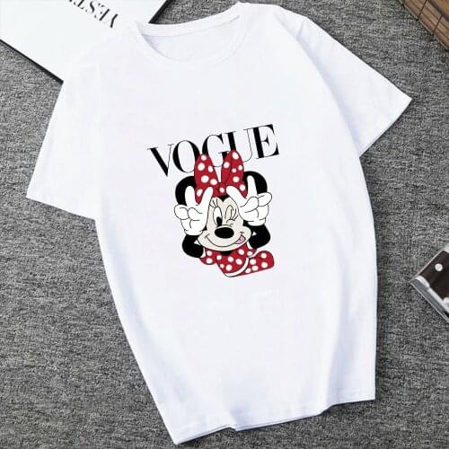 Disney Minnie Vogue T-shirts 2021 Summer Woman Kawaii Cartoons Funny Short Sleeve Couple Oversize T Shirt Harajuku Streetwear