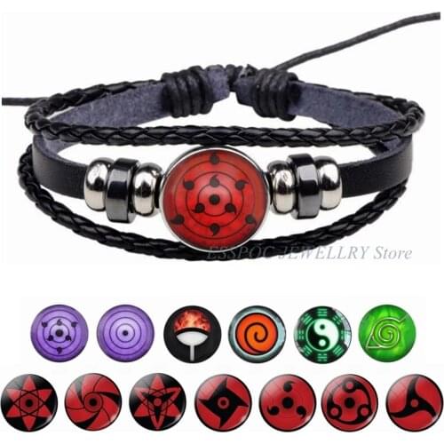New accessories animation Ninja gem leather woven Bracelet nine jade wheel eyes