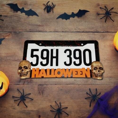 Halloween Personalized Michael Myers License Plate Frame Metal Waterproof Stainless Steel Pumpkin Car License Plate Hanger Decor