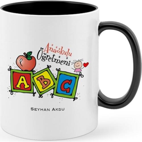 Personalized Nursery School Teacher Black Mug Cup-1