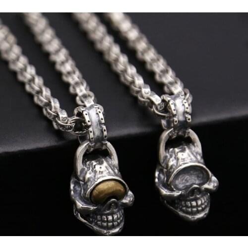 Skeleton Pendant 100% 925 Sterling Silver Skull Pendant Thai Silver Punk Skeleton pendant Fit Original Necklace DIY Jewelry