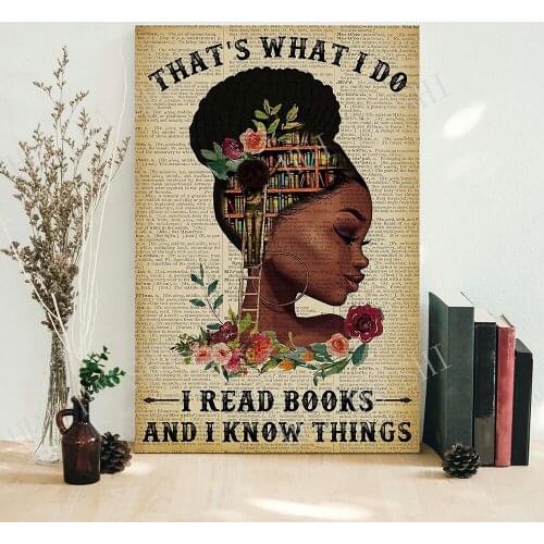 Books poster - I Read Book And I Know Things -Book Worm Poster, Love Reading Poster, Vintage Posters, Wall Decoration