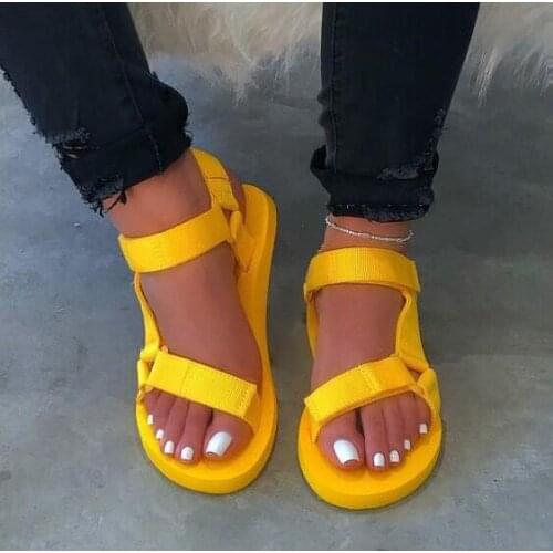 Womens Sandals 2020 Summer Shoes Ladies Foam Platform sandals Hook Loop Beach sandal for Woman Flat with Big size 35-43