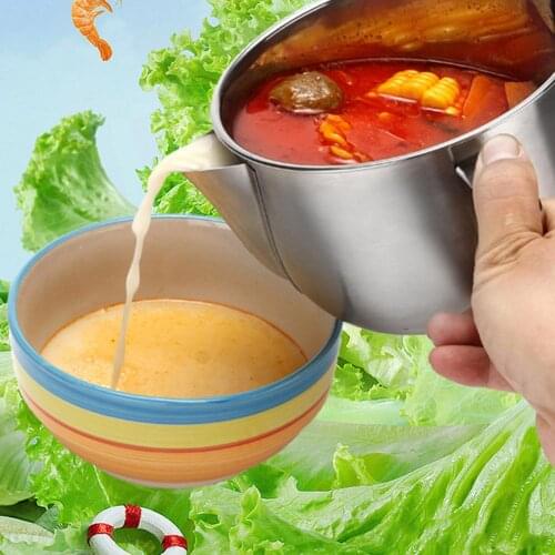 Stainless Steel Gravy Oil Grease Soup Separator Strainer Bowl Kitchen Cookware Strainer Bowl Home Kitchen Cooking Tools