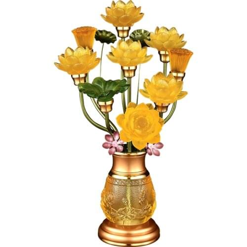 LED Colored Glaze Lotus Lamp Lamp for Buddha Worshiphome Plug-in Seven-Pin Buddhist Hall Buddha Front Temple Pilot Lamp