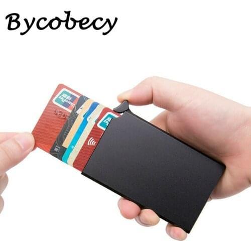 Bycobecy Smart Card Wallet Thin ID Card Case RFID Anti-theft Unisex Automatically Solid Metal Slim Bank Credit Card Holder