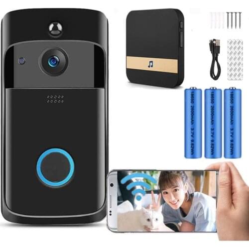 Video Doorbell Camera HD WiFi Doorbell Wireless Operated Motion Detector Audio & Speaker Night Vision for iOS&Android