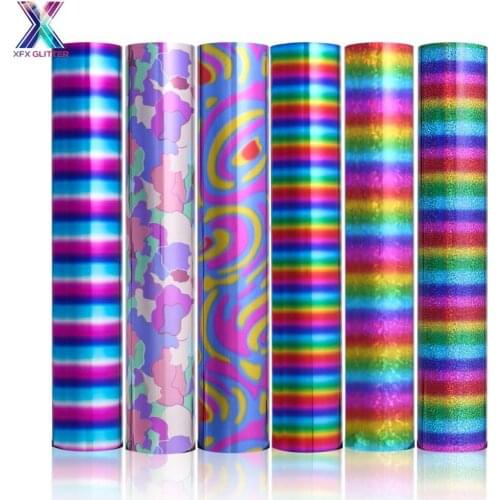 XFX HTV Cricut 25x150cm Reflective Lettering Film Multicolor Color PU Heat Transfer HTV Press Machine Tshirt Iron on HTV Sticker