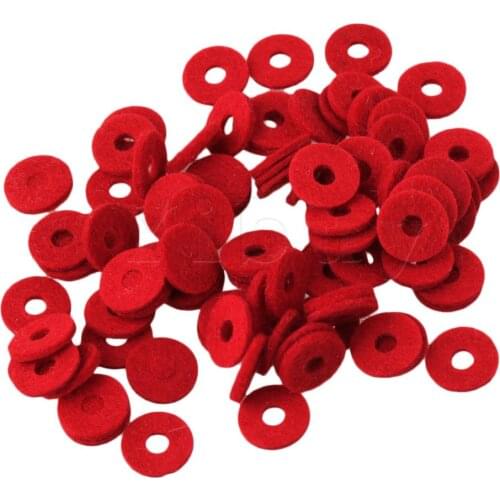 Yibuy 90PCS 12MM Piano Felt Balance Rail Punchings Piano Keyboard Balance Washers Red