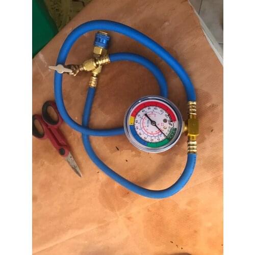 A/C R134A Refrigerant Recharge Hose Low Pressure Gauge Easy Opener Car Air Conditioning Port Can Tap Valve Bottle Adapter R134