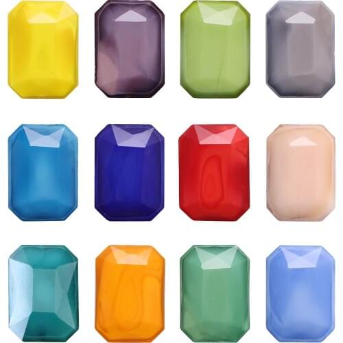 10Pcs/Lot Austrian Crystal Rectangular Pendant Purple 13x18MM Square Faceted Glass Flat Beads For DIY Making Necklace Needlework