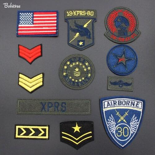 12 Pcs/set American Flag Army Military Badges Embroidery Clothes Patches iron on Army Stickers Fabric for Clothes