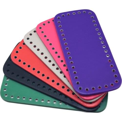 18x8cm Bottom for Knitting Bag Patent Leather Bag Accessories Rectangle Bottom with Holes Black Bag Leather Bottoms For Handbags