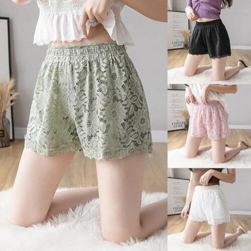 2020 Women Summer High Waist Shorts Lady Casual Mini Short Sweet Stretch Lace Three-point Shorts Fashion Candy Color Pants 4XL