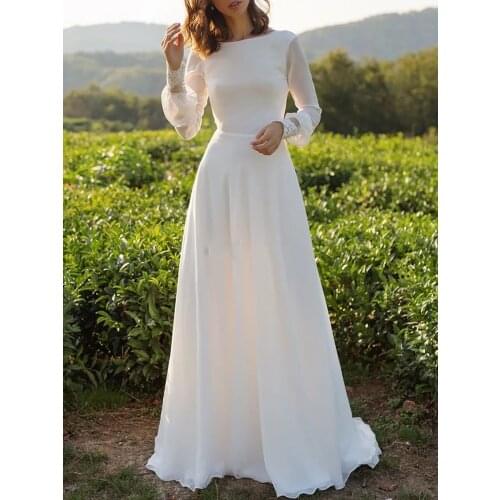 520 Ivory New In Fashion Boat-Neck Natural A-Line Floor-Length Chiffon Wedding Dresses/Bridal Gowns Lace Backless Free Shipping