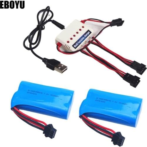EBOYU 2pcs *7.4v 1500mah Lipo Battery + 1 to 3 Balance Charger for Udi007 Udi002 HongXunJie HJ806 RC Boat Spare Parts