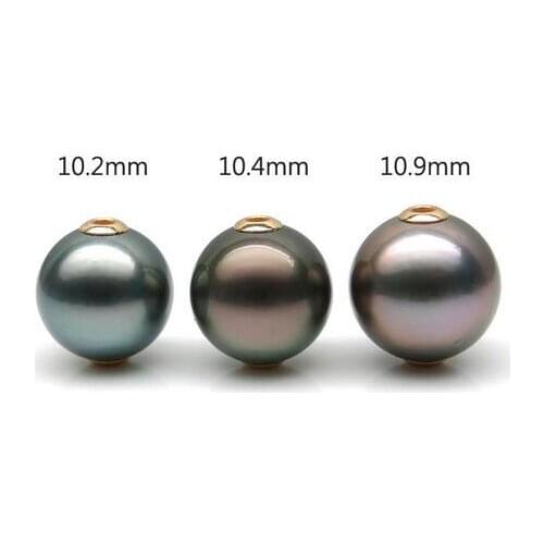 Free Shipping 10.2-10.9mm Round Multicolor Real Tahitian Pearl Pendant 18k Solid Yellow Gold