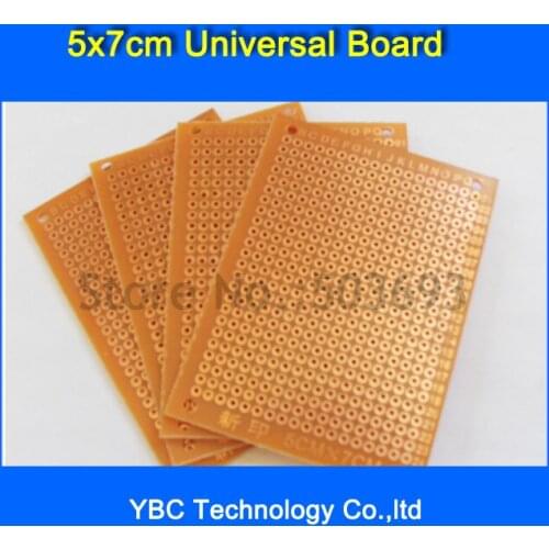 Free Shipping 50pcs/Lot 5x7cm PROTOTYPE PCB Bakelite Plate One Layer 5*7cm Panel Universal Board for DIY