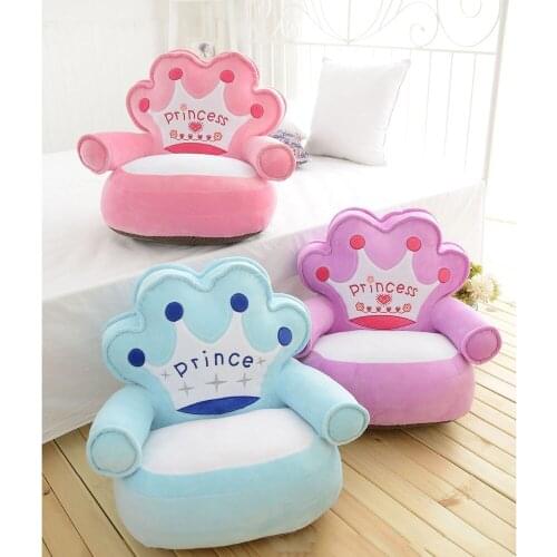 Only Cover No Filling Baby Bean Bag Cartoon Crown Seat Sofa Baby Chair Toddler Nest Puff Seat Bean Bag Plush Children Seat Cover