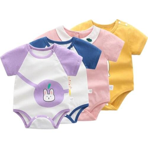 Baby Romper Infant Cotton Short Sleeve Boy Kids Letter Clothes Girl Print Suit Born Crawling Children 0-24M Funny Newborn