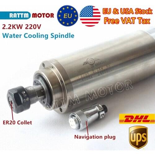 【EU Free Delivery】CNC Router Engraving Spindle Motor 2.2KW 220V Water Cooled ER20 400Hz 24000RPM 80mm CNC Milling Grind