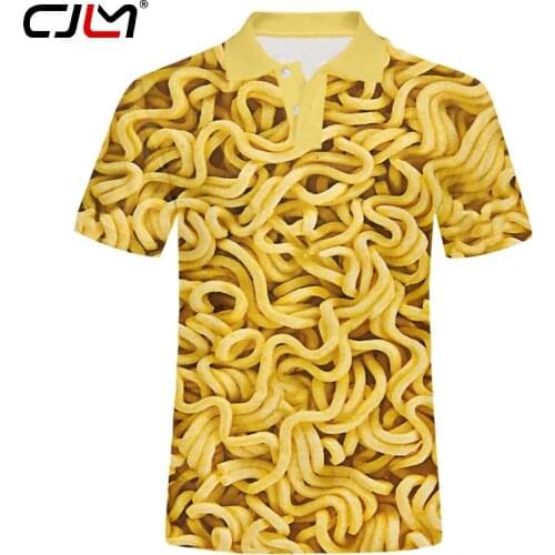 CJLM Polo Shirt Polos Para Hombre Camisas 3D Print Creative noodle design Men Clothing Polo T Shirt For Men Tops dyeing