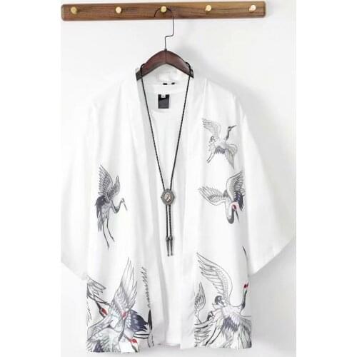 Geskeey Summer Haori Cardigan Kimono Shirt Samurai Japanese Clothing Robes Loose Obi Male Yukata Jacket Streetwear Soft Drape