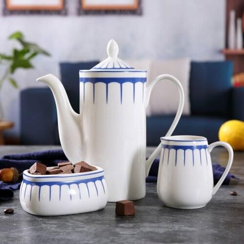 Ceramic 3Pcs/Set Coffeeware Set 3 Colors Coffee Pot Coffee Cup Sugar Bowl European And American Afternoon Tea Coffeeware 2021